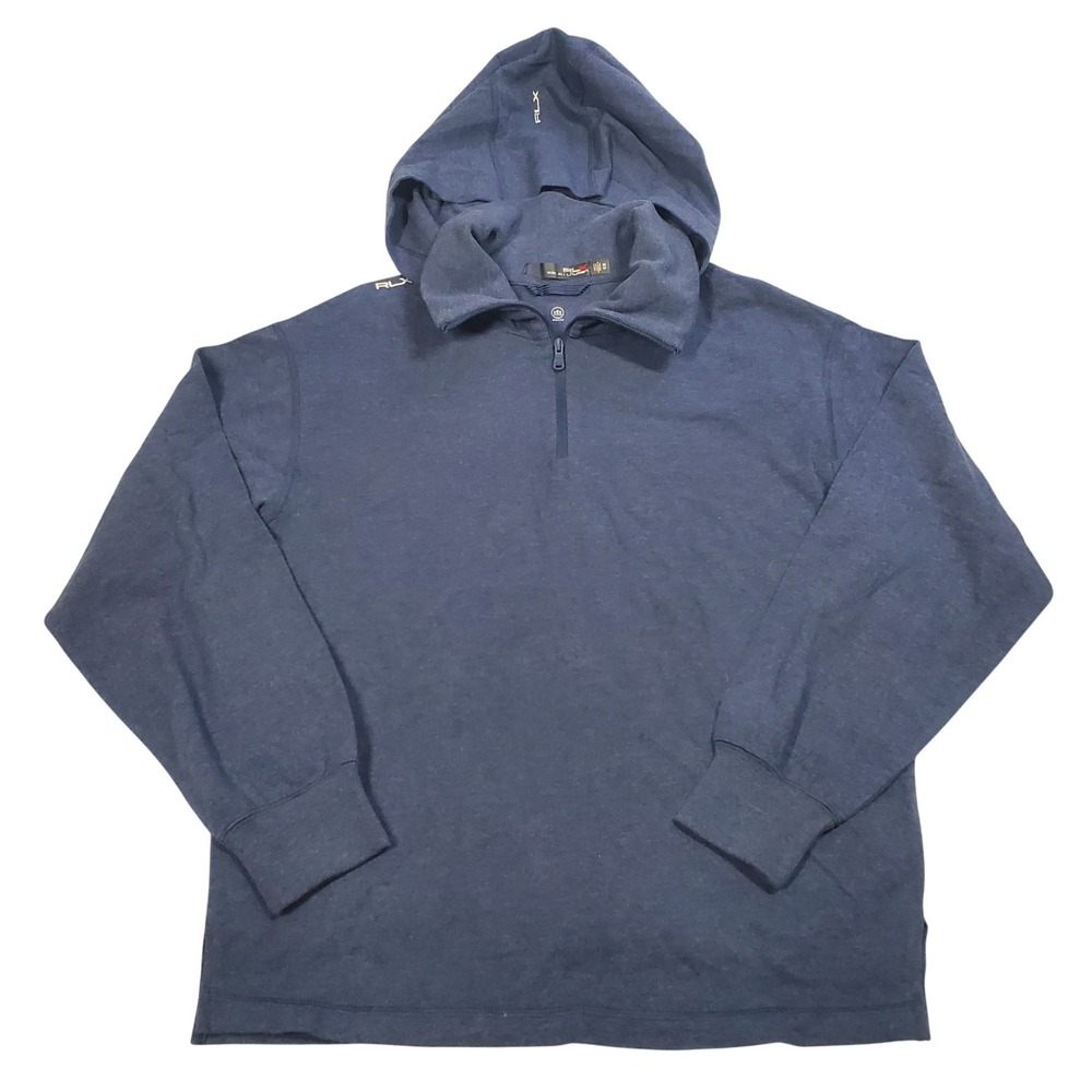 RLX Ralph Lauren Quarter Zip Hoodie with Collar Womens XS Navy Blue Wicking Soft